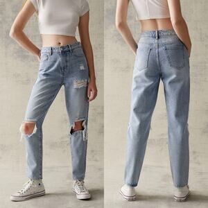 PacSun Eco Light Blue Distressed Mom Jeans Women's Size 26 Light Wash
